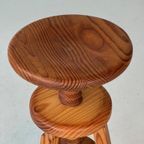 Jaren 70 Schroefkruk Vintage Kruk Pine Stool Retro Krukje thumbnail 5