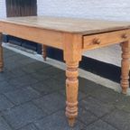 Antiek Grenen Tafel Met Grote Lades, 167 Cm Lang thumbnail 2