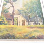 Landschap - Olieverf Op Doek - Toegekend Aan W. Boomstra - 1960'S thumbnail 4