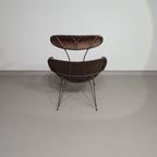 Brown Rattan And Metal Lounge Chair By Yuzuru Yamakawa, 1980s thumbnail 5