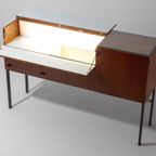 Zeldzame Mid-century Roger De Winter Cocktail Bar In Teak Met Bijhorende Krukken, 1960 thumbnail 6
