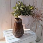 Vintage Voorraad Pot Met Deksel, Groen Bruin Met Reliëf Deco thumbnail 5