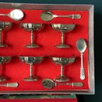 Vintage Set Van 6 Vlinder Coupes Met Bijpassende Lepels thumbnail 3