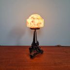 Art Deco Tafellamp Van Smeedijzer En Veelkleurige Opaline, 1920 thumbnail 5