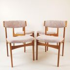 Vintage Houten Stoelen Licht Roze Ribstof Gerestaureerd thumbnail 3