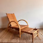 Rotan Bamboe Loungechair Fauteuil Vintage thumbnail 5