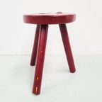 Red French Tripod Stool, 1960S thumbnail 4