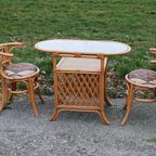 Vintage Rotan Bistro Set Tafel Met Twee Stoelen thumbnail 2