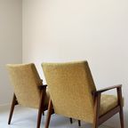 Vintage Fauteuil Met Teak Houten Frame En Gele Bekleding thumbnail 9
