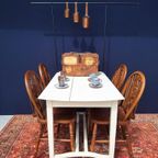 Brocante Vintage Landelijke Eikenhouten Witte Eettafel Tafel thumbnail 11