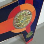 Large Midcentury Enameled, Iridescent Glass Tableau / Wall Sculpture Wide 80 Cm Height 100 Cm Sig thumbnail 7