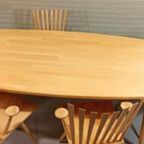 Vintage Deens Design Eettafel Met 5 'Mikado' Stoelen, Kvist thumbnail 5