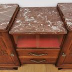 Vintage Mid Century Art Deco Tv Meubel, Dressoir Marmer Blad thumbnail 15