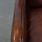Comfortabele Schapenleren Fauteuil/ Armchair Met Een Mooi Patina En Warme Kleuren thumbnail 4