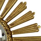 Grote Houten Sunburst Spiegel Zonnespiegel Goud Butler Heksenoog Jaren 60 thumbnail 11