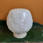 Vintage Glas Plafond Lamp, Plafoniere, Helder Reliëf Glas thumbnail 15