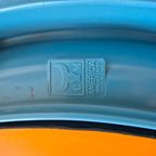 Carrara & Matta Spiegel. Vintage Xl Ronde Spiegel Blauw. thumbnail 9