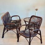Vintage Rotan Bankje Fauteuil Set Jaren 70 thumbnail 3