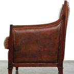 Comfortabele Artdeco Design Armchair/ Fauteuil In Cognac Kleurig Schapenleer Gecombineerd Met Hou thumbnail 6