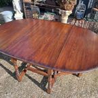Prachtige Antieke Eiken Engelse Hangoortafel Afm. 70/188X121 thumbnail 6