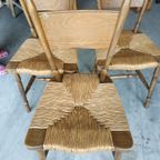 Brutalist Eetkamerstoelen Jaren 40-50 Met Rieten Zitting thumbnail 2