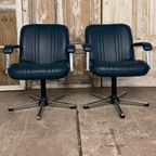 Set Vintage Fauteuils. Petrolblauw Kunstleder En Chroom. thumbnail 2
