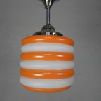 Art Deco Hanglamp Met Oranje Strepen, Jaren 30 thumbnail 5