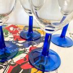 4x Vintage Luminarc Wijnglazen Donkerblauwe Steel thumbnail 4
