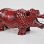 Vintage Hout Beeld Hippo Nijlpaard Sculptuur Oosters ‘70 thumbnail 13