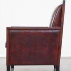 Schapenleren Art Deco Design Armchair Gecombineerd Met Hout En Een Mooi Patina thumbnail 6