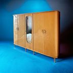 Mid Century Vintage Retro Slaapkamer Set, Tweepersoonsbed + Grote Kledingkast Met Spiegel! thumbnail 11