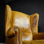 Vintage Lederen Oorfauteuil – Bruin thumbnail 5