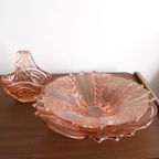 Walther & Sohne Art Deco Roze Persglas Schaal, Jaren '30 thumbnail 2