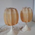 Setprijs 2 Vintage Nachtkastjes Lampen Jaren 70 Tulpvoet Lamp thumbnail 7