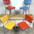 Prachtige Set Van 4 Kleurrijke Vintage Retro Stoelen thumbnail 2