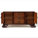 Uniek Dressoir In Notenhout Met Lades En Leeuwenpoten, 19e Eeuw thumbnail 4