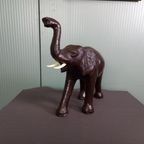 Grote Zeer Decoratieve Leren Olifant thumbnail 2