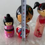 5 X Leuke Houten Japanse Stijl Beeldjes Met Bewegende Hoofd thumbnail 12