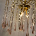 Teardrop Hanglamp Met Roze Murano Teardrop Pegels Handgeblazen Vintage Kroonluchter Hanglamp thumbnail 4