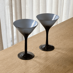 Rare Vintage Pair Of Smoky Glass Martini Glasses thumbnail 3