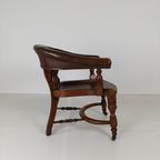 Victoriaanse Mahoniehouten Leren Bureaustoel thumbnail 3
