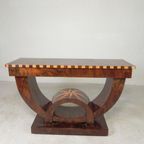 Art Deco Stijl Consoletafel Met Verschillende Soorten Ingelegd Hout thumbnail 11