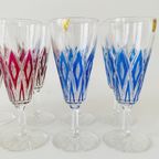 Set Vintage Vmc France Reims Champagne Glazen Harlequin 1960’s thumbnail 3