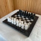 Vintage Marmeren Schaakspel Zwart/wit thumbnail 2