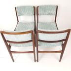 4 Vintage Stoelen Licht Blauwe Rib Nieuwe Stof | Gestoffeerd thumbnail 7