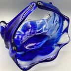 Vintage Glazen Schaal Mand 50's Blauw Lux Glass Faconne Main Austria thumbnail 5