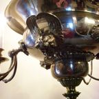 Antieke Verzilverde Godslamp, Kerk Lamp Met Engelen thumbnail 10