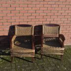 Armstoelen Mahoniehout Met Riet Set Van 2 thumbnail 3