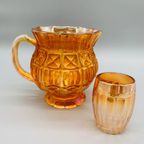 Franse Carnaval Iriserend Glas Waterkan En Glas Oranje thumbnail 4