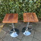 Vintage Barkruk Massief Houten Zitting 2 Stuks thumbnail 2